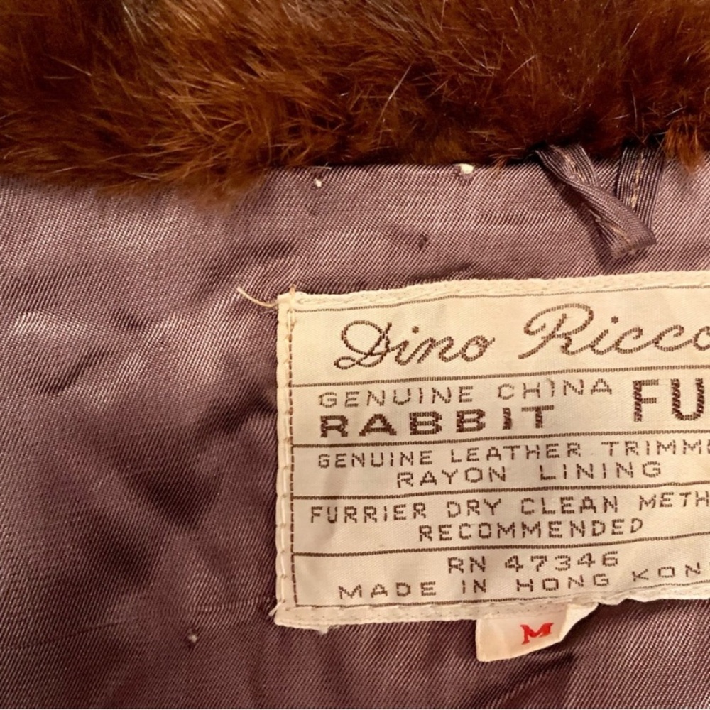 Bomber Jacket Genuine brown Rabbit Fur - Picture 12 of 12